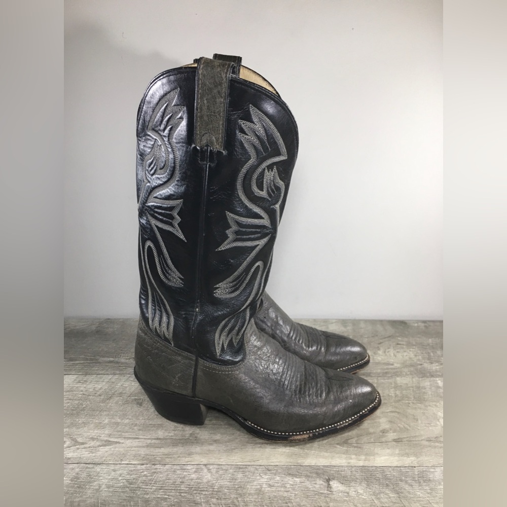 Vintage Imperial Leather 2-Tone Exotic Mens Cowboy Western Boots Made in USA 9